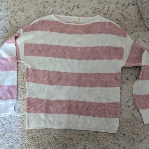 Cyrus Women's Sweater in Pink and White Stripes XS - Picture 1 of 4